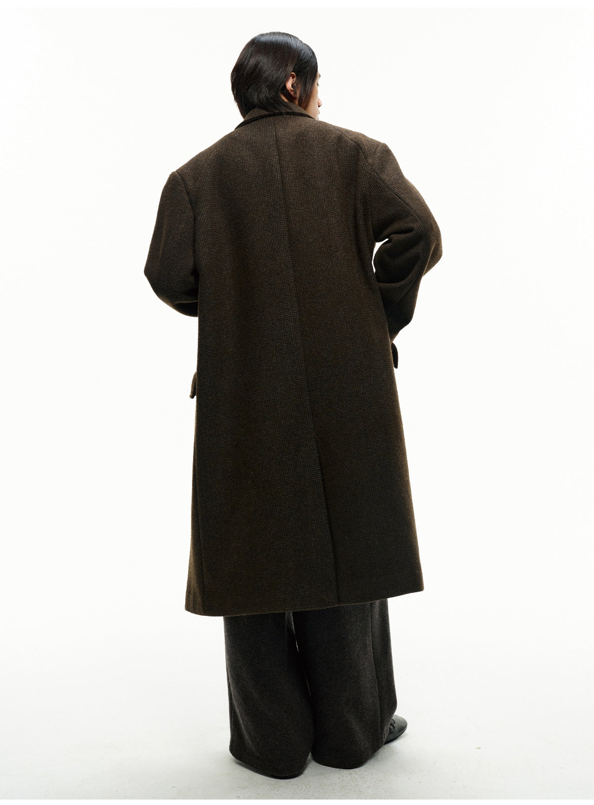 Houndstooth Peak Collar Coat