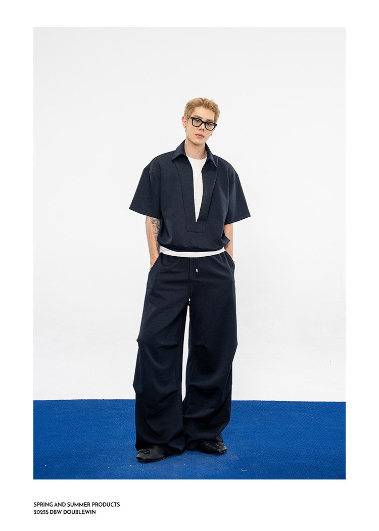 Casual Sweatpants with 3D-Structured Pleats