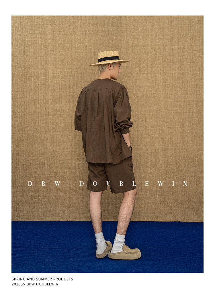 Linen-Blend Shirt Set