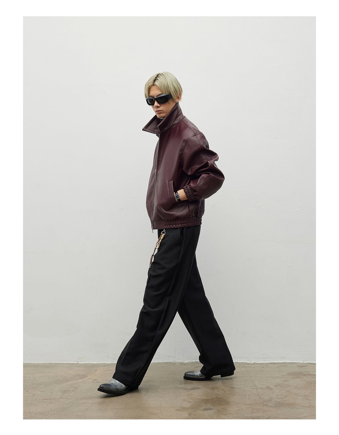 Textured Matte PU Leather Jacket