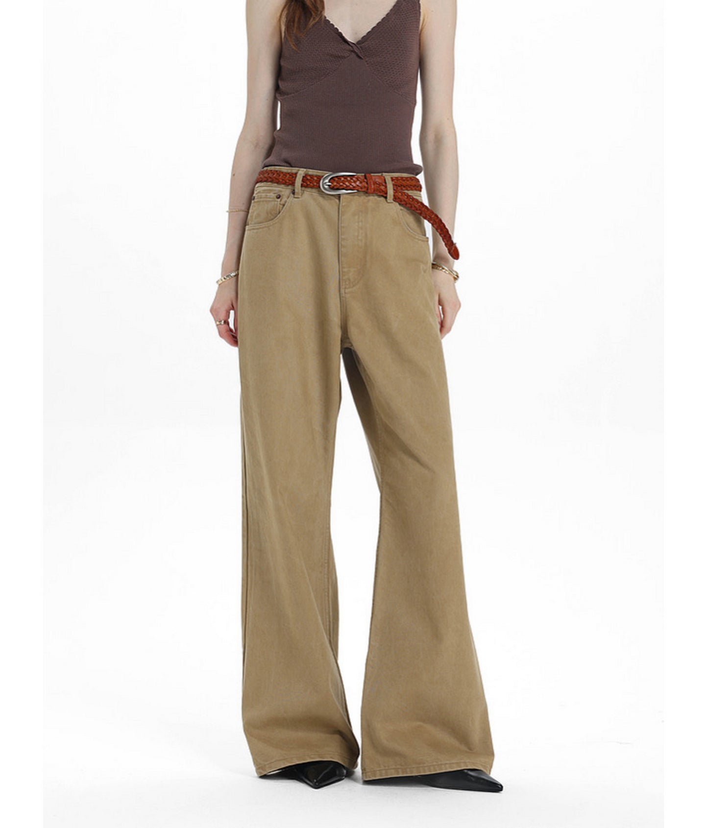 Low-Waist Straight-Leg Casual Pants