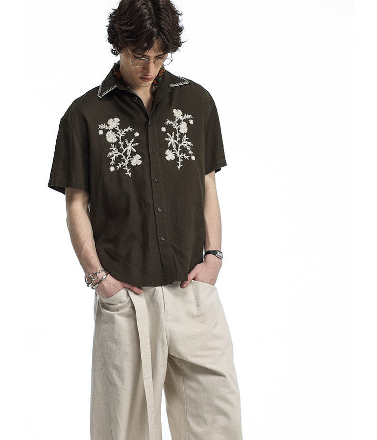 Vintage Floral Embroidered Shirt