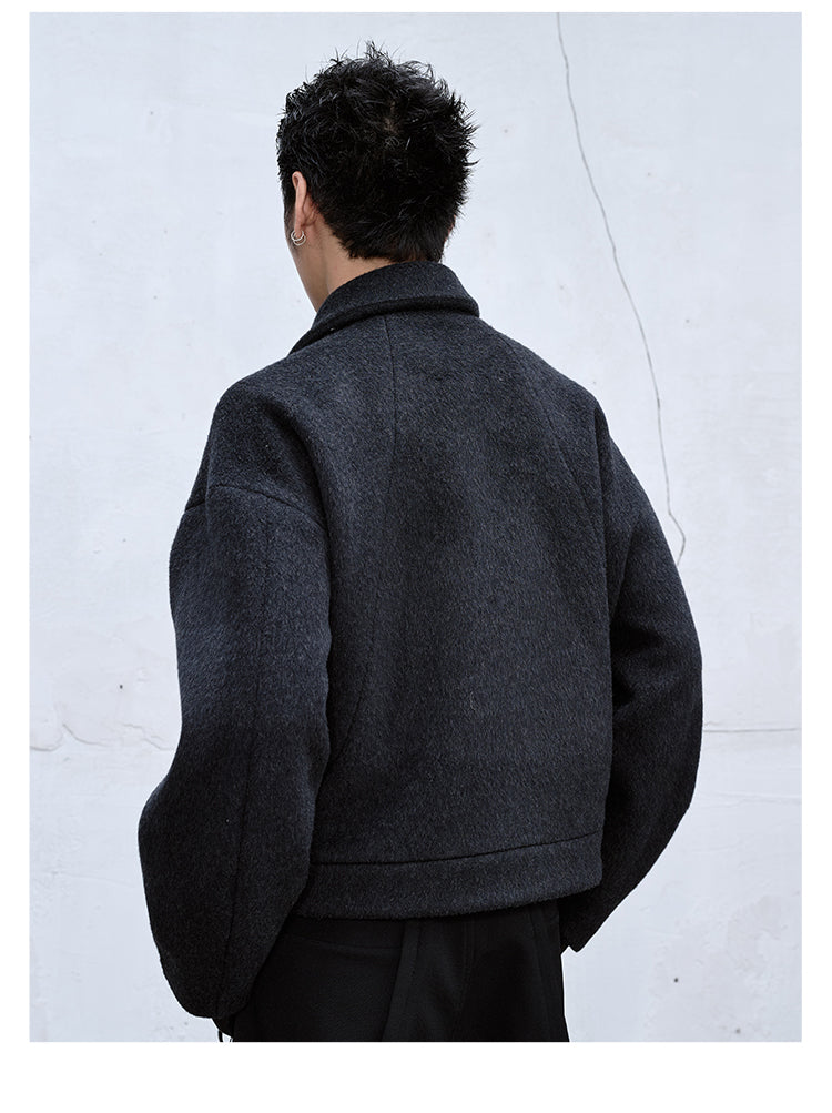 Three-dimensional cut wool-blend jacket