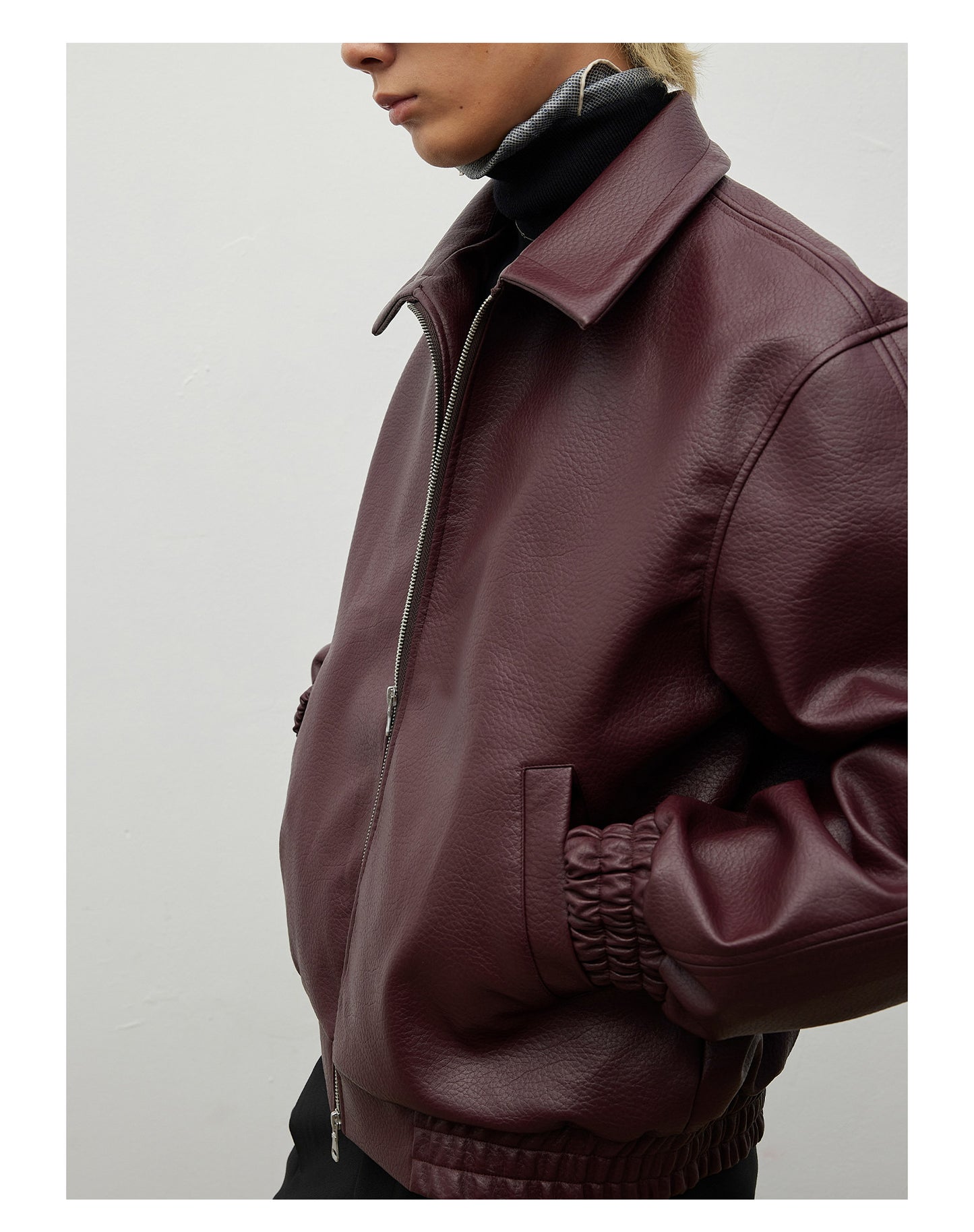Textured Matte PU Leather Jacket