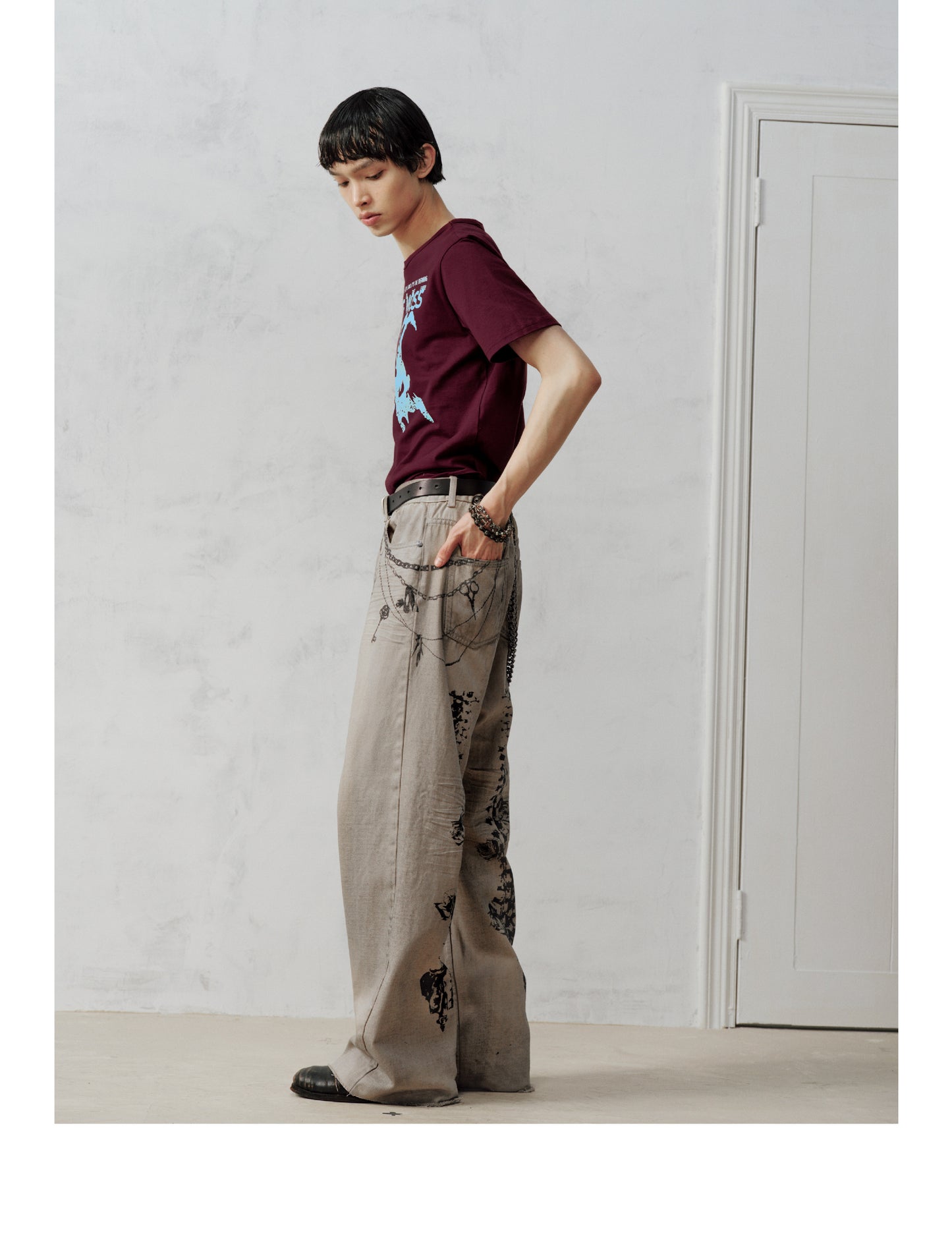 Floral-Print Casual Jeans