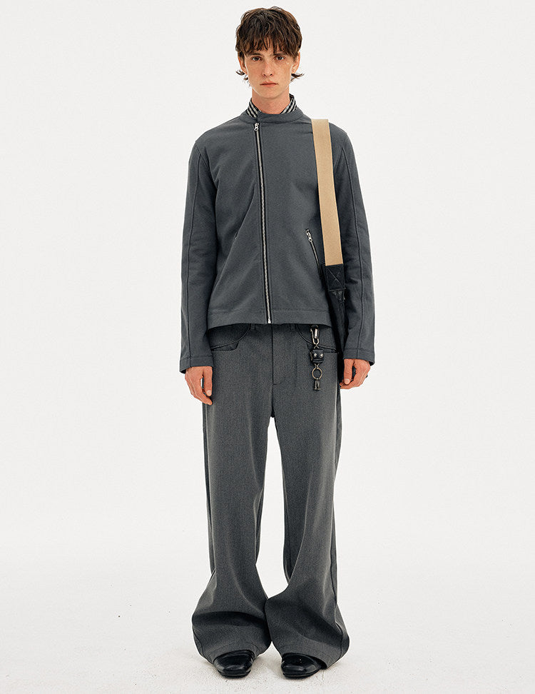 Sweatshirt with Diagonal Zipper Design