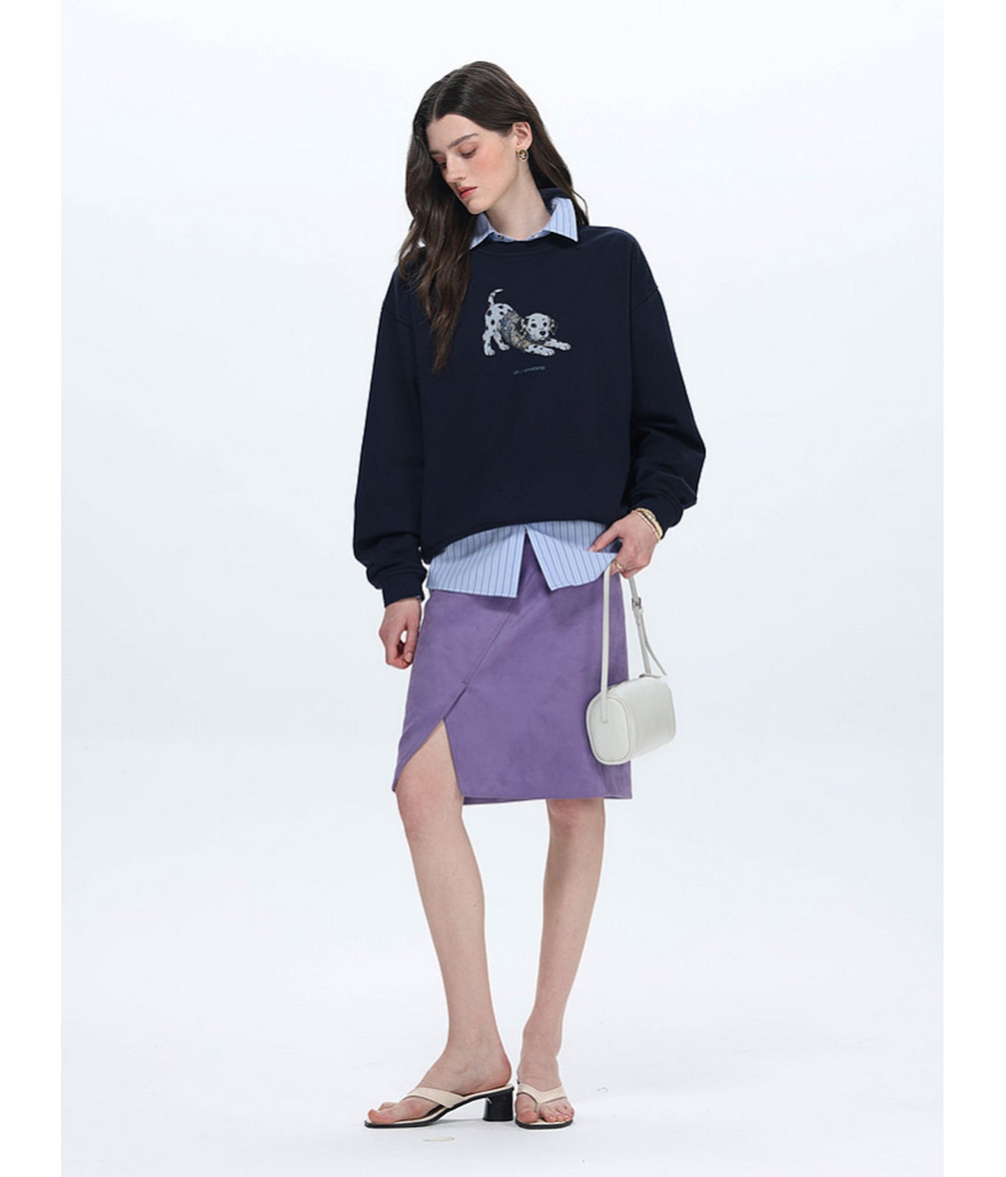 Loose-Fitting Printed Crew-Neck Sweatshirt