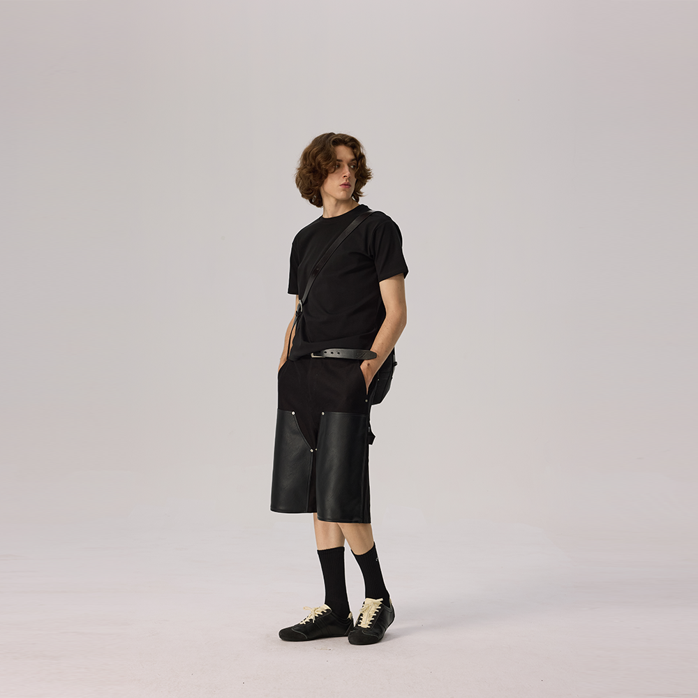 Leather cargo shorts