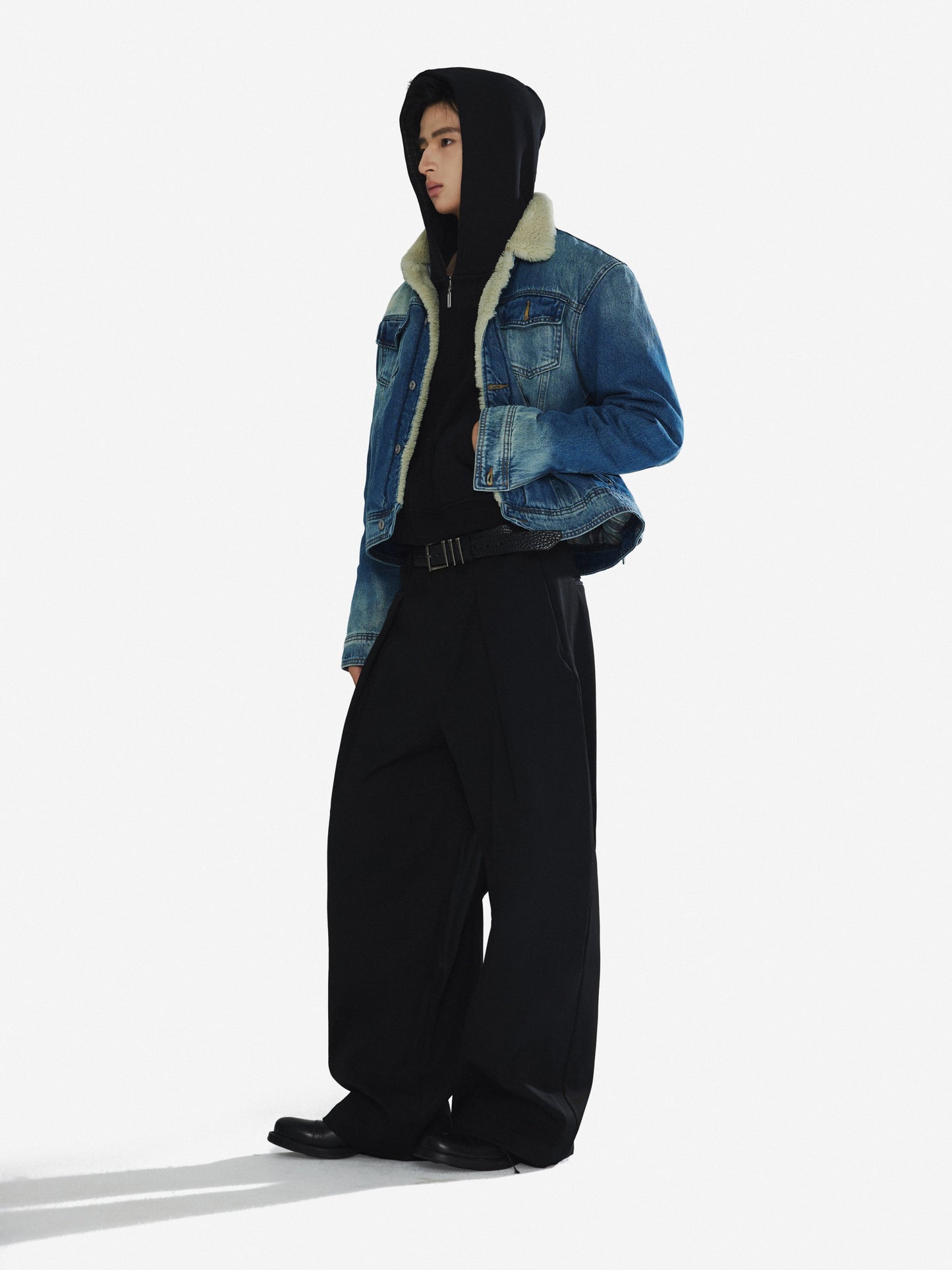 Distressed Lambswool Denim Jacket