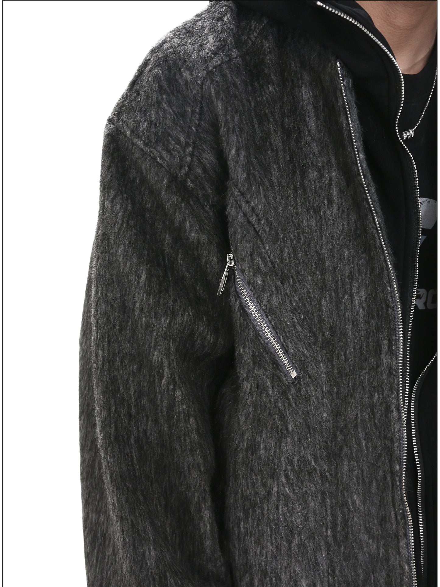 Faux two-piece wool hooded jacket