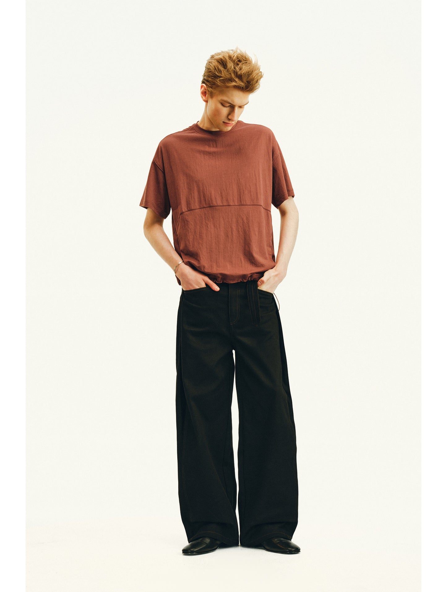 Pleated Casual Pants with Belt