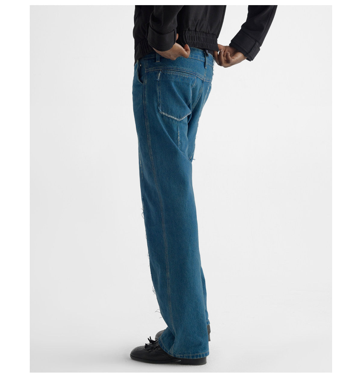 Water-Washed Straight-Leg Denim Pants