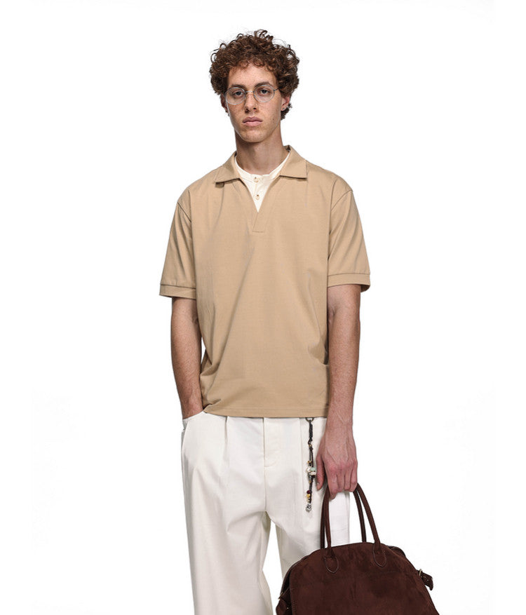 Fake Two-Piece Double Collar Polo Shirt
