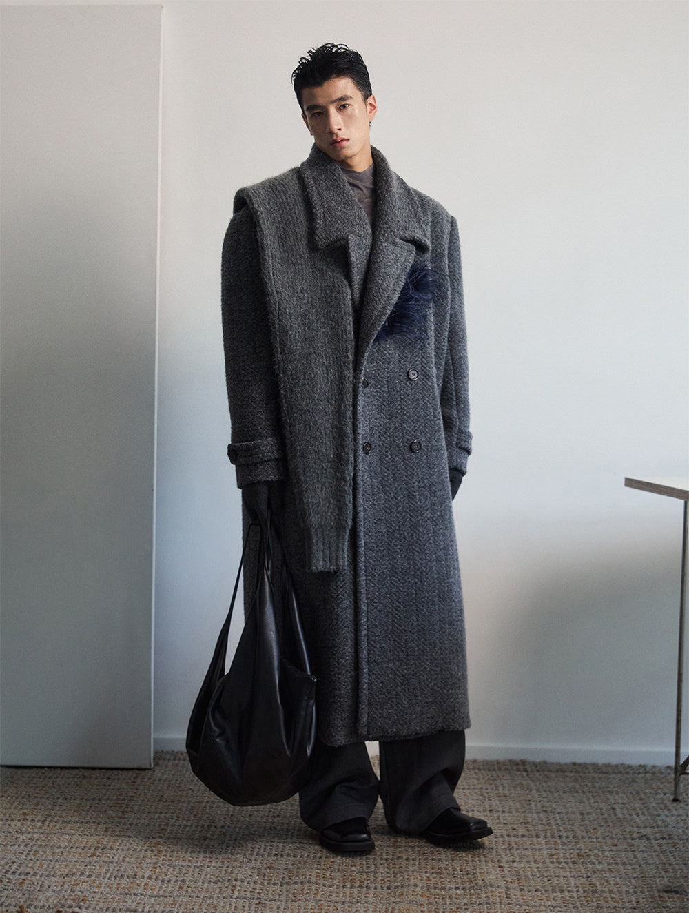 Wide-Shouldered Long Coat