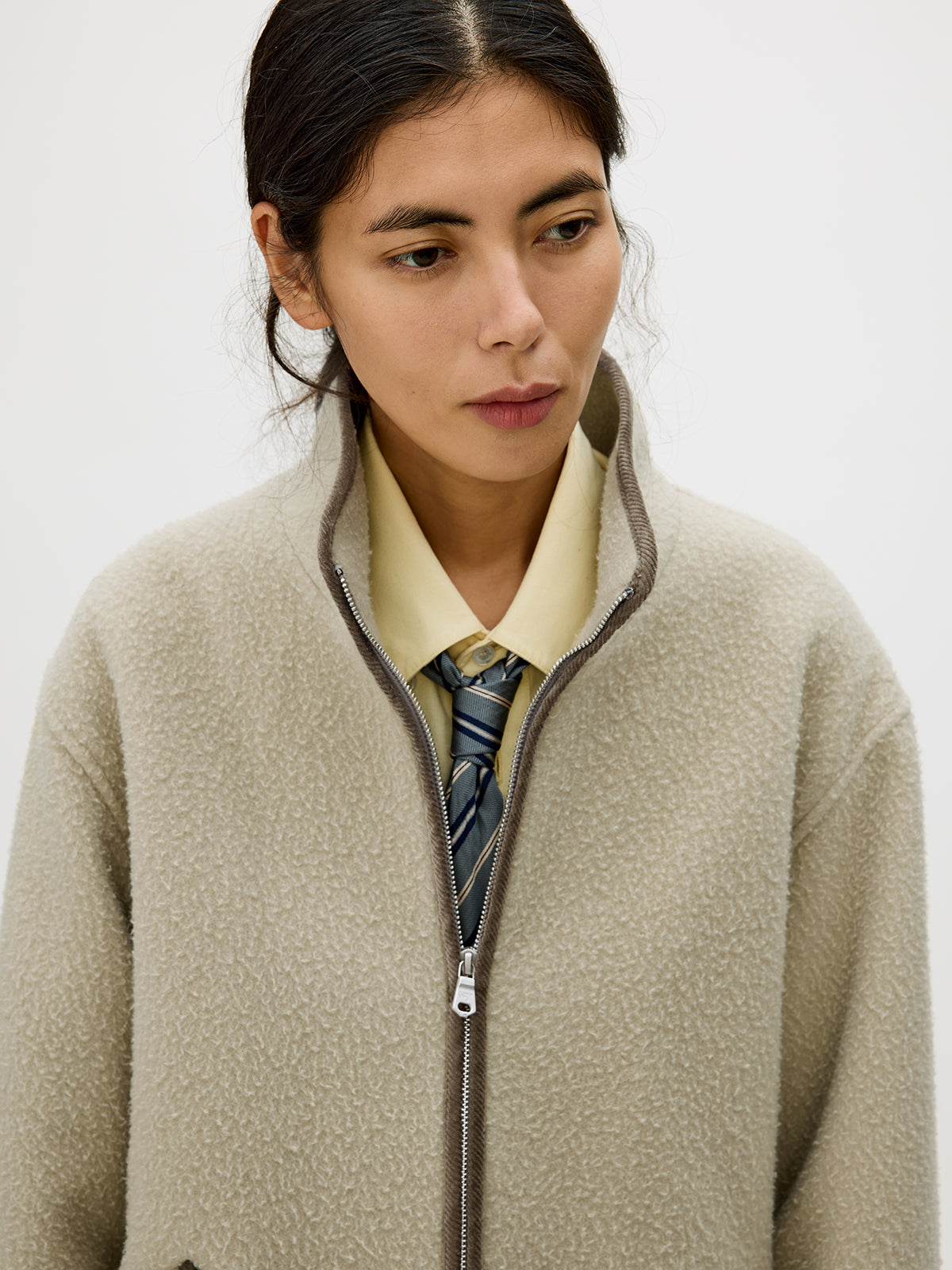 Color Block Zipper Casual Jacket