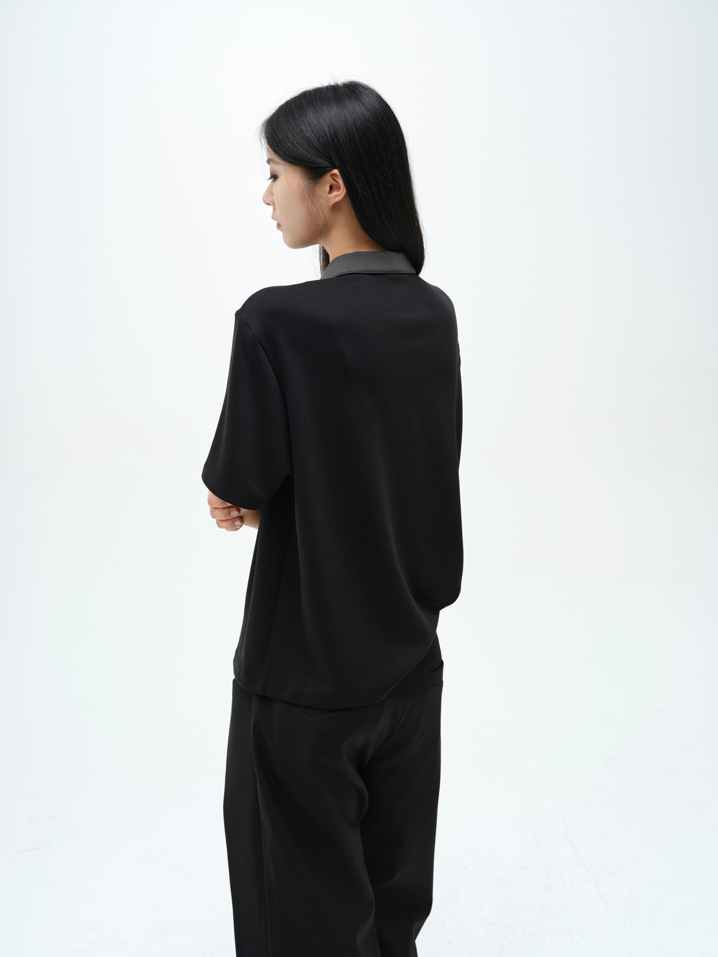 Single-button polo shirt