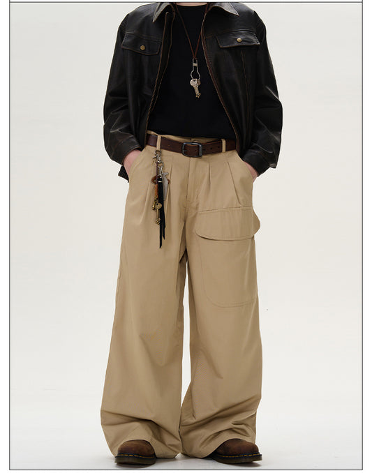 Retro Large Pocket Casual Pants