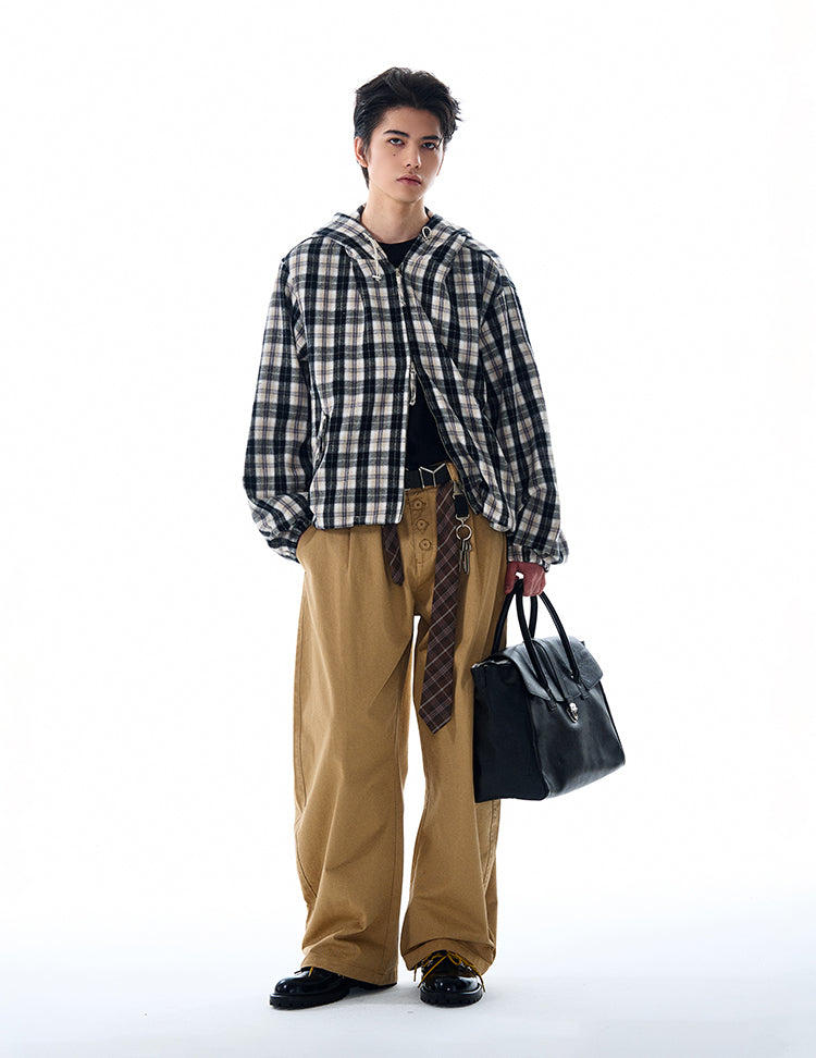 Checkered hooded shirt