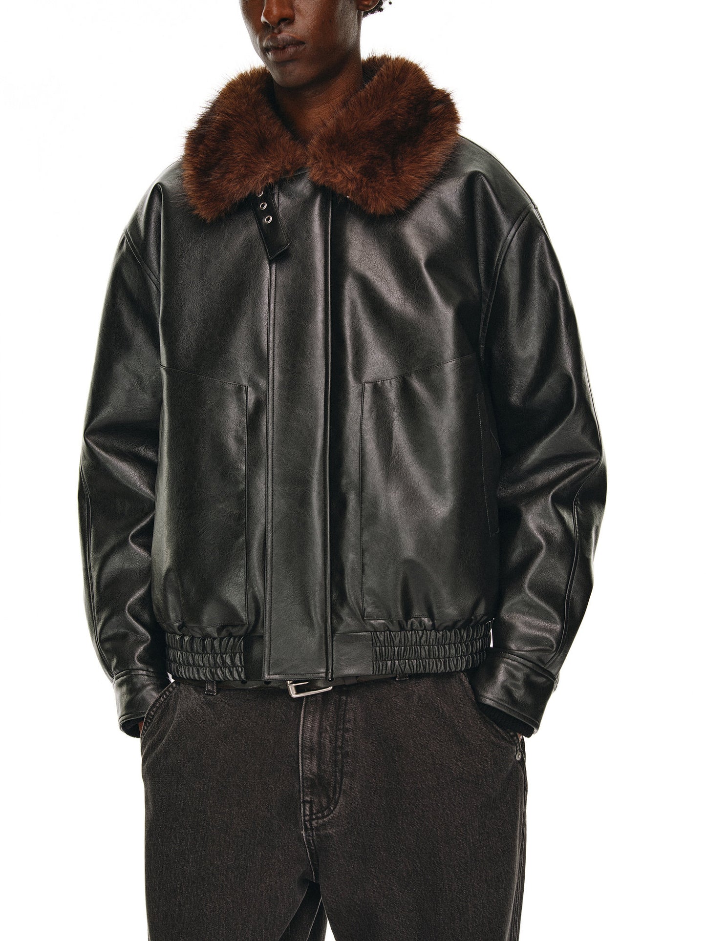 Eco-Friendly Fur Collar Jacket