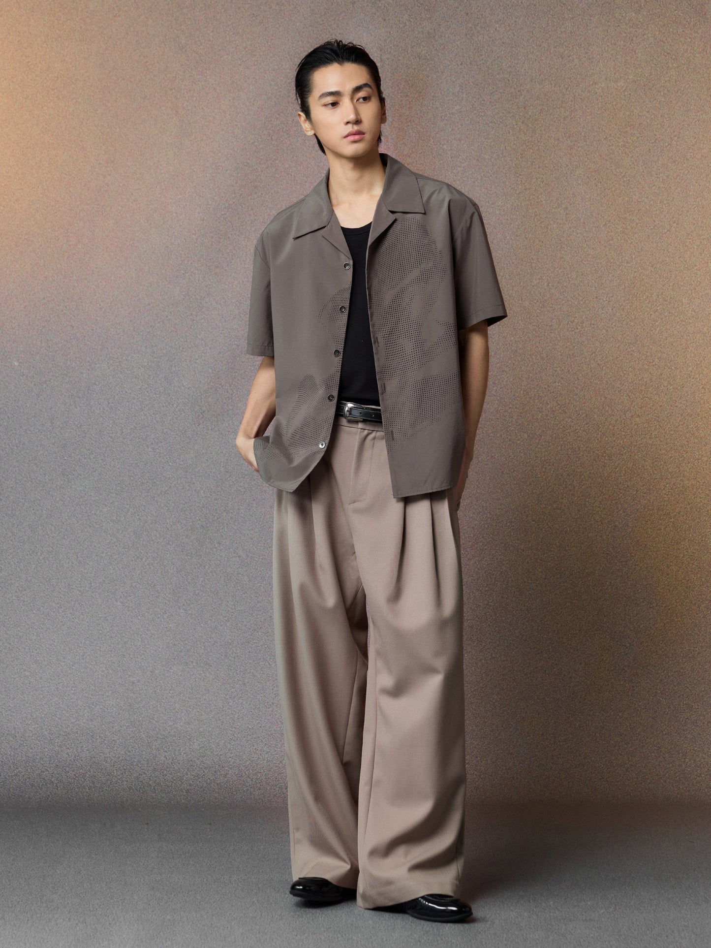 Laser-Cut Cuban-Collar Shirt