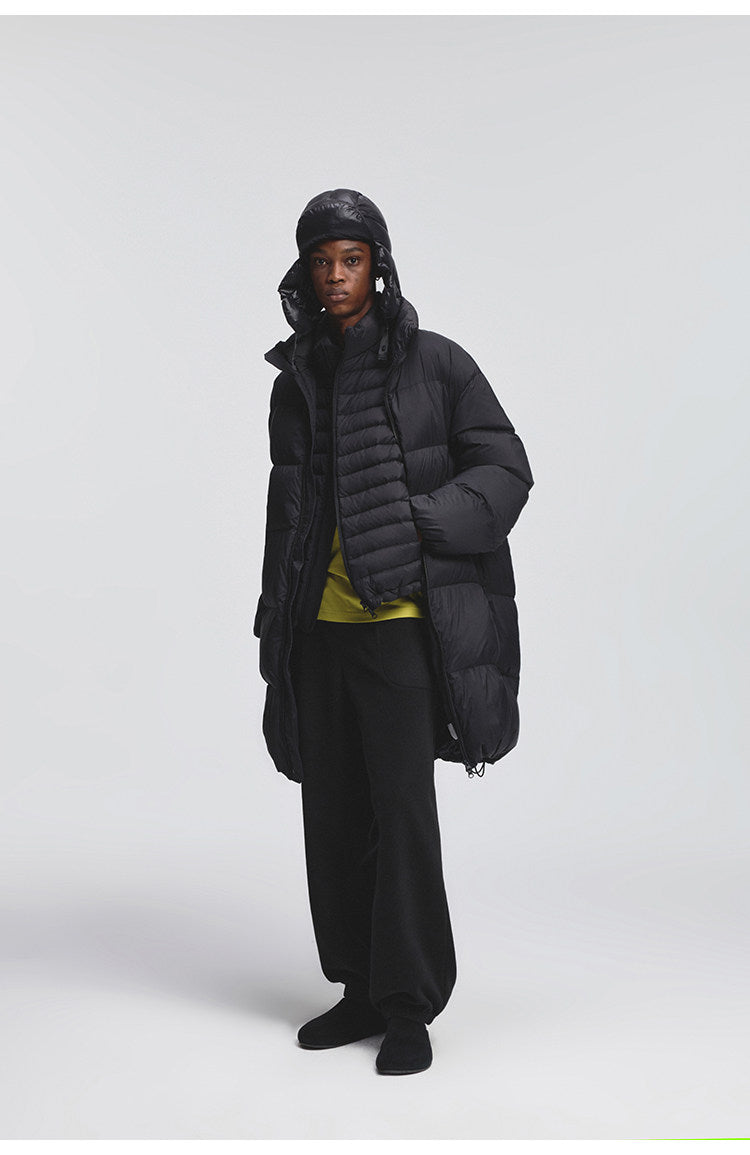 Lightweight Wrinkle-Processed Long Down Coat