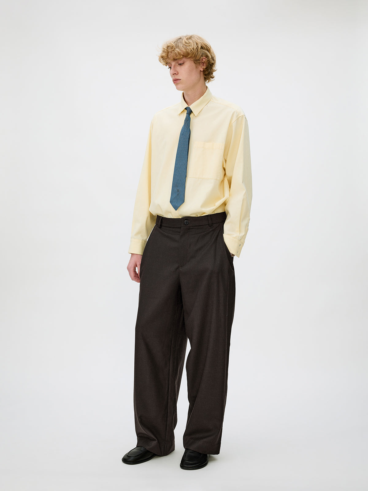 Straight-Leg Pleated Casual Pants