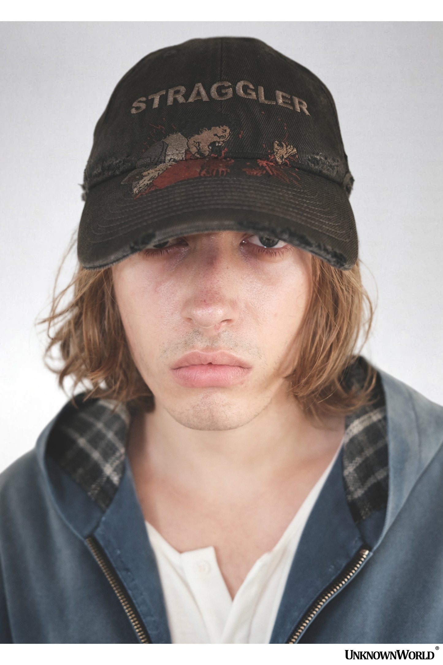 Damaged embroidered cap