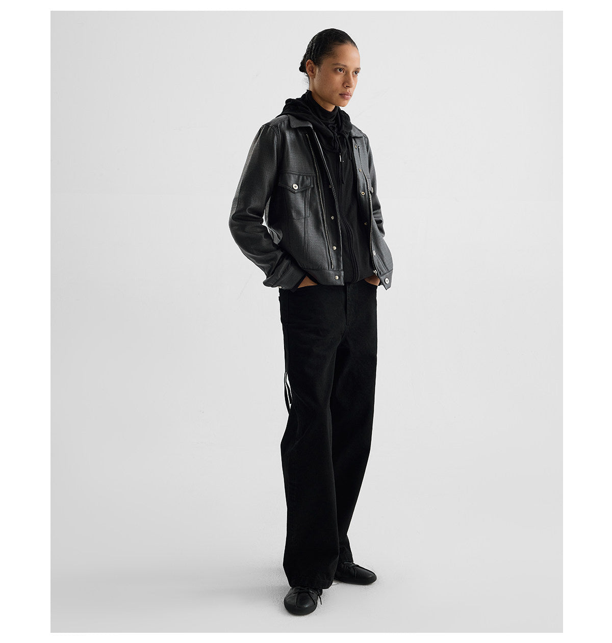 Coated Short Biker Jacket