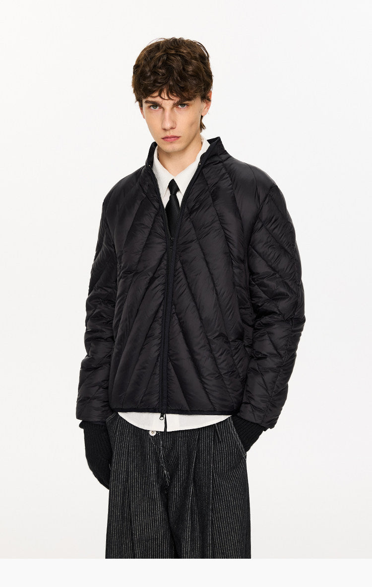 Rib-knit lightweight down jacket
