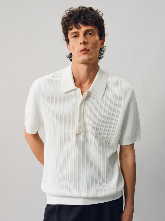 Jacquard-woven polo shirt with a hidden placket