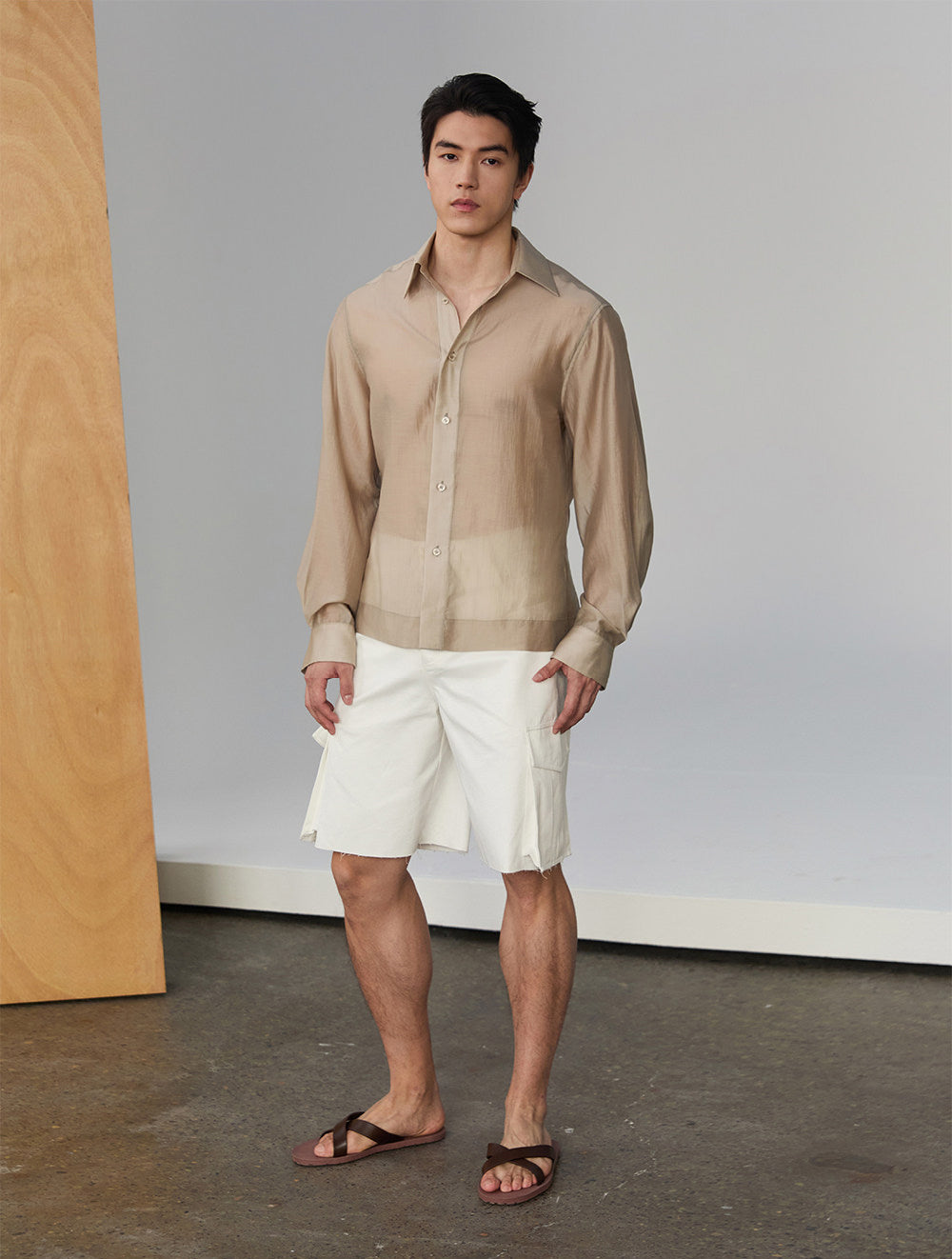 Waist-Shaping Lapel Shirt