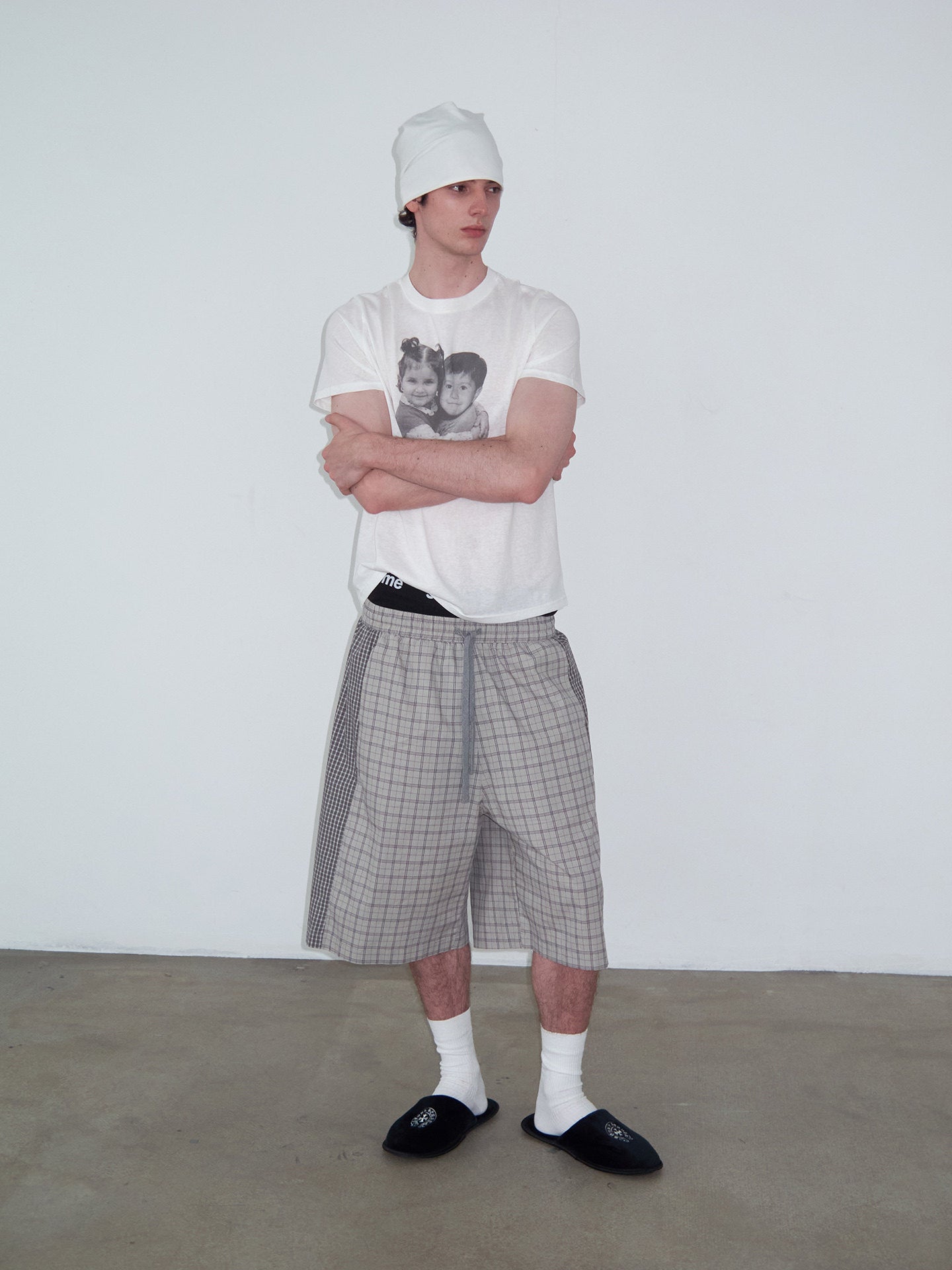 Checkered Patchwork Color-Block Shorts