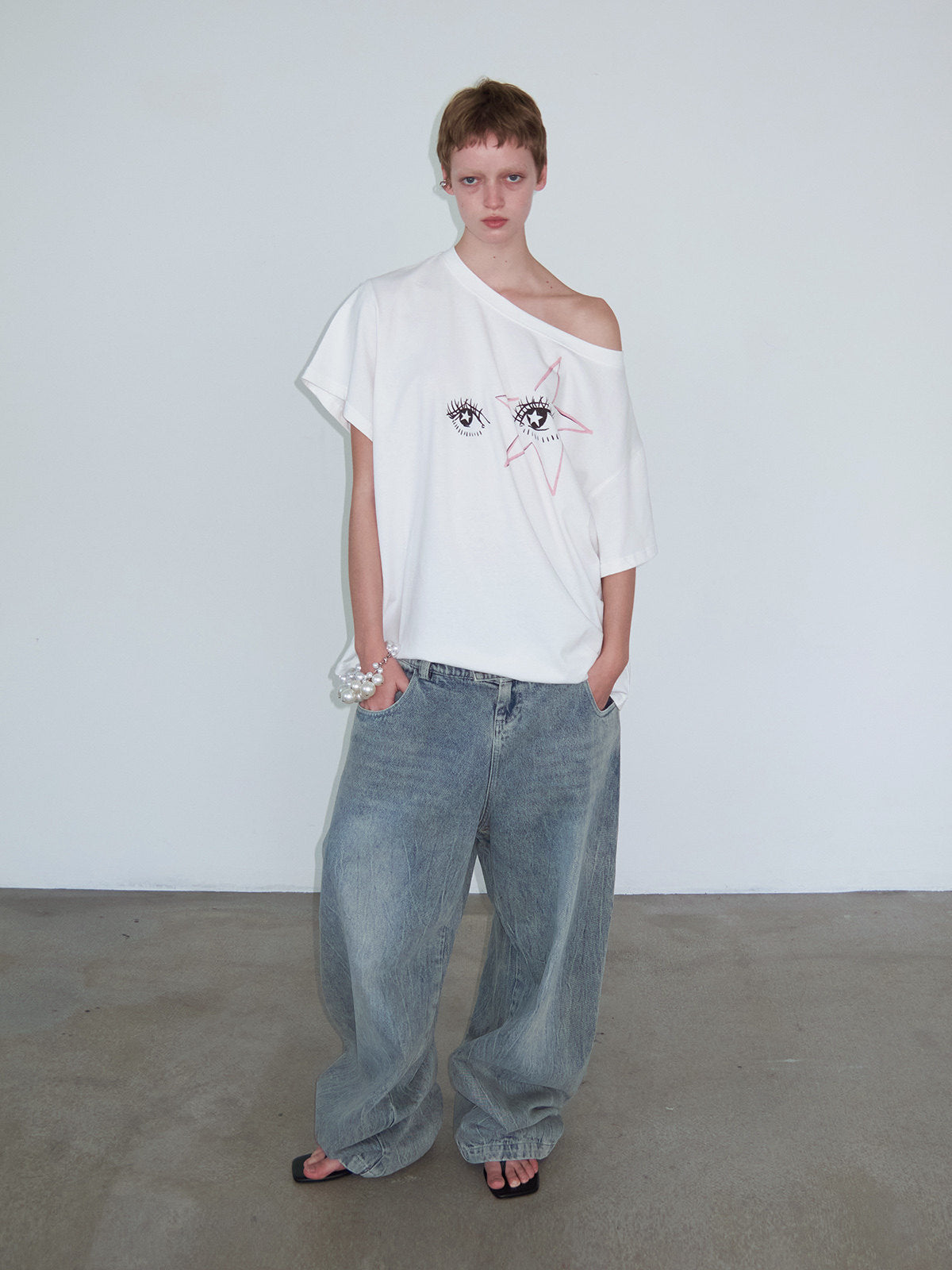 Casual Fake Two-Piece Mid-Low-Waist Jeans