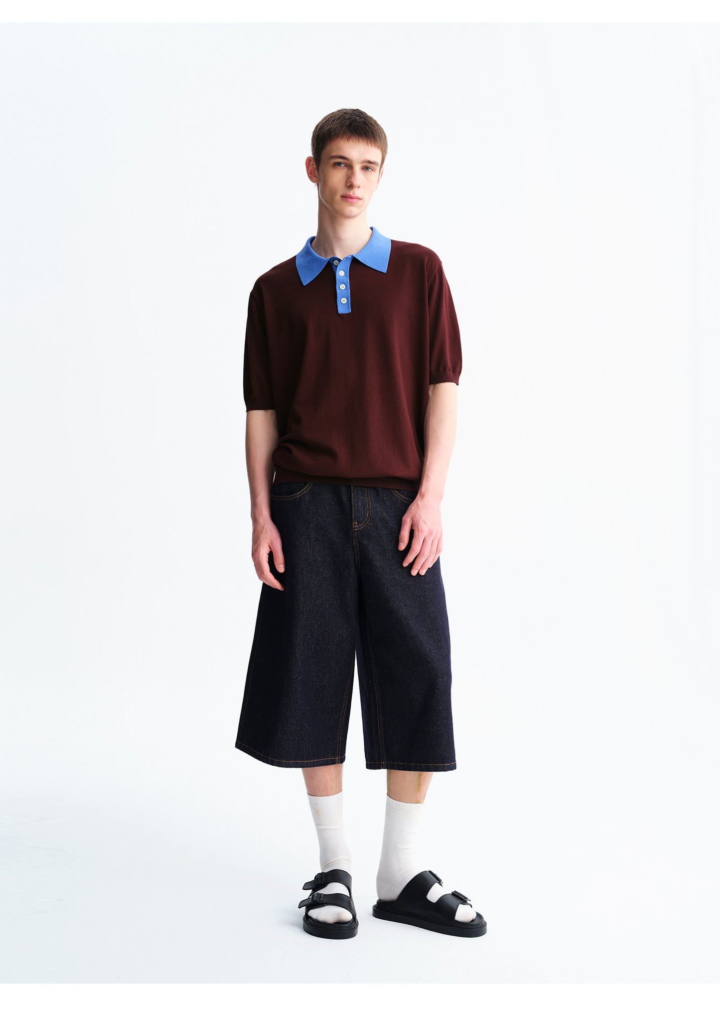 Color-Block Wool Polo Shirt