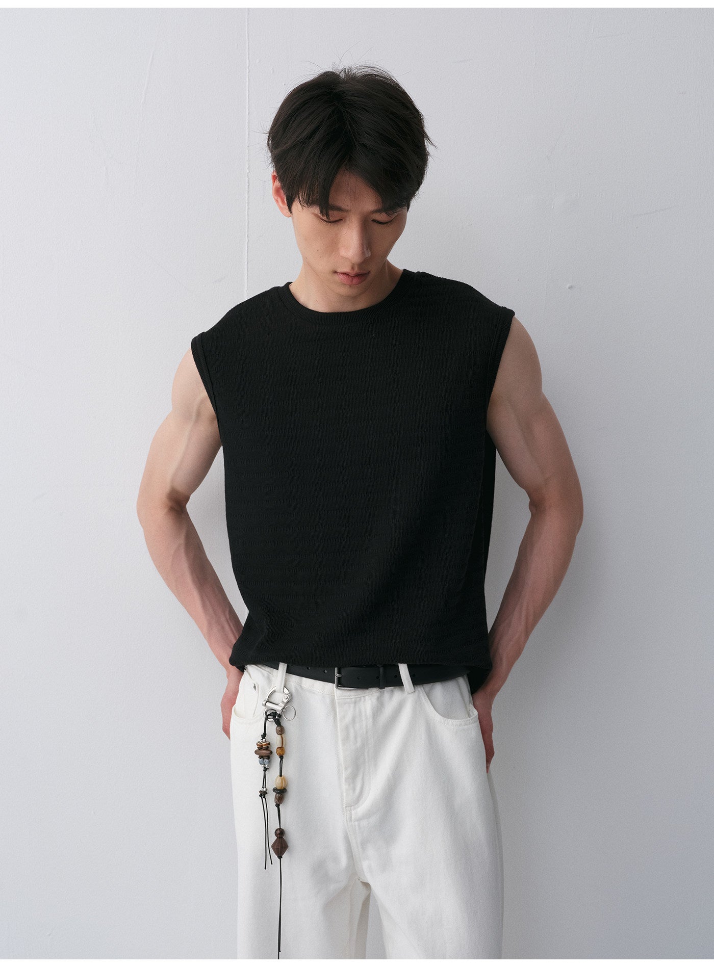Cotton-Blend Sleeveless Shirt