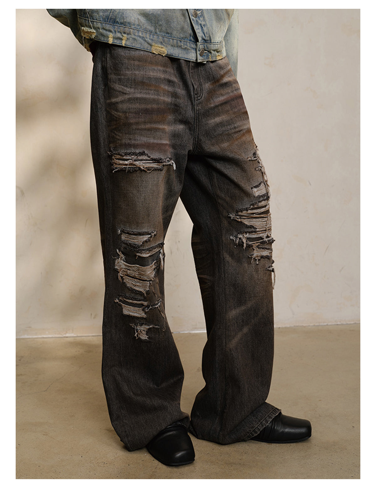 Oil Stain Damaged Jeans