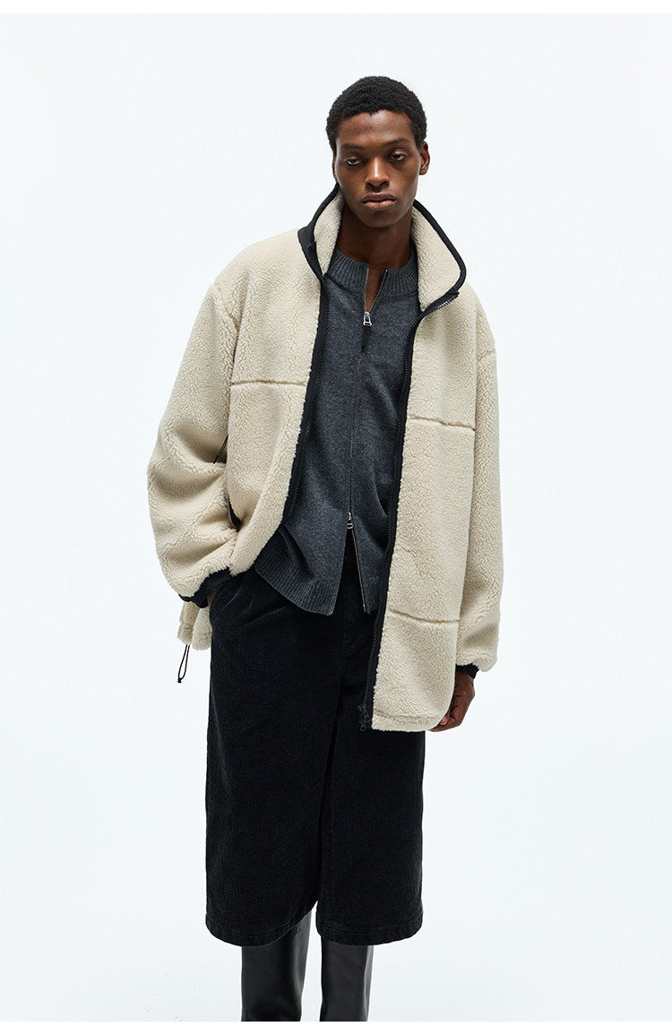 Wool-Blend Fleece Mid-Length Coat