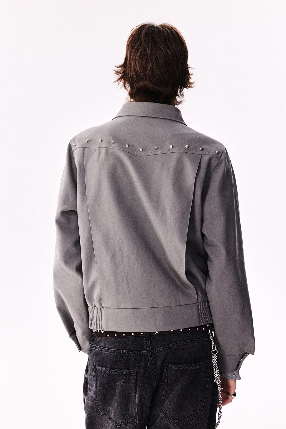 Suede Studded Deconstructed Jacket