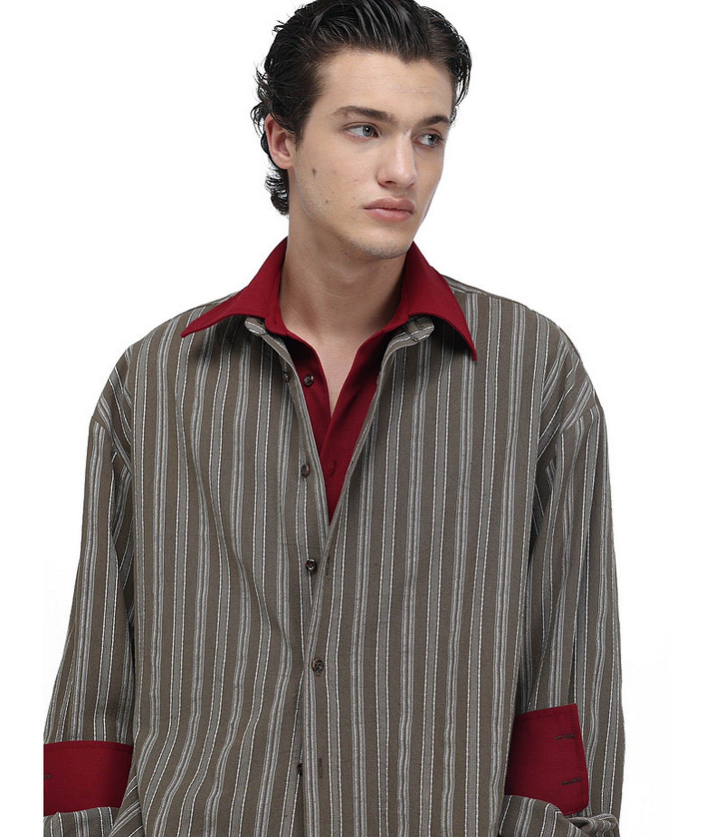 Color-Block Striped Jacquard Shirt