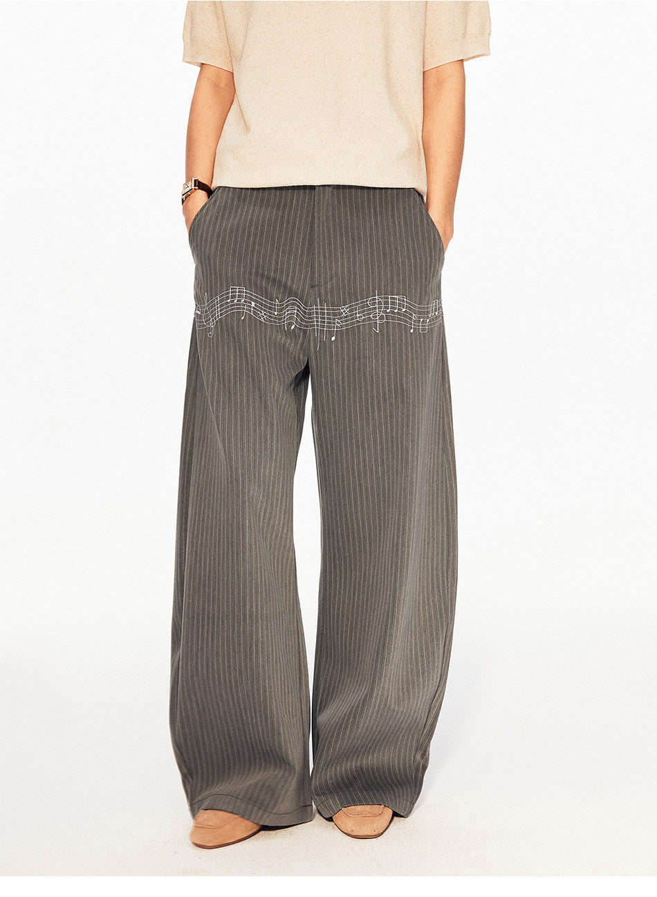 Retro Casual Pants with Embroidery