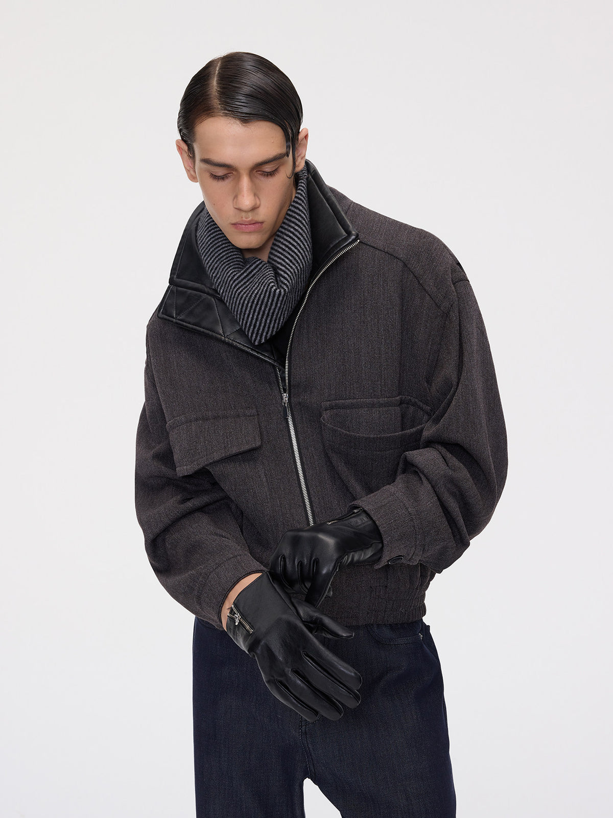 Logo-Printed Gloves with Zippers