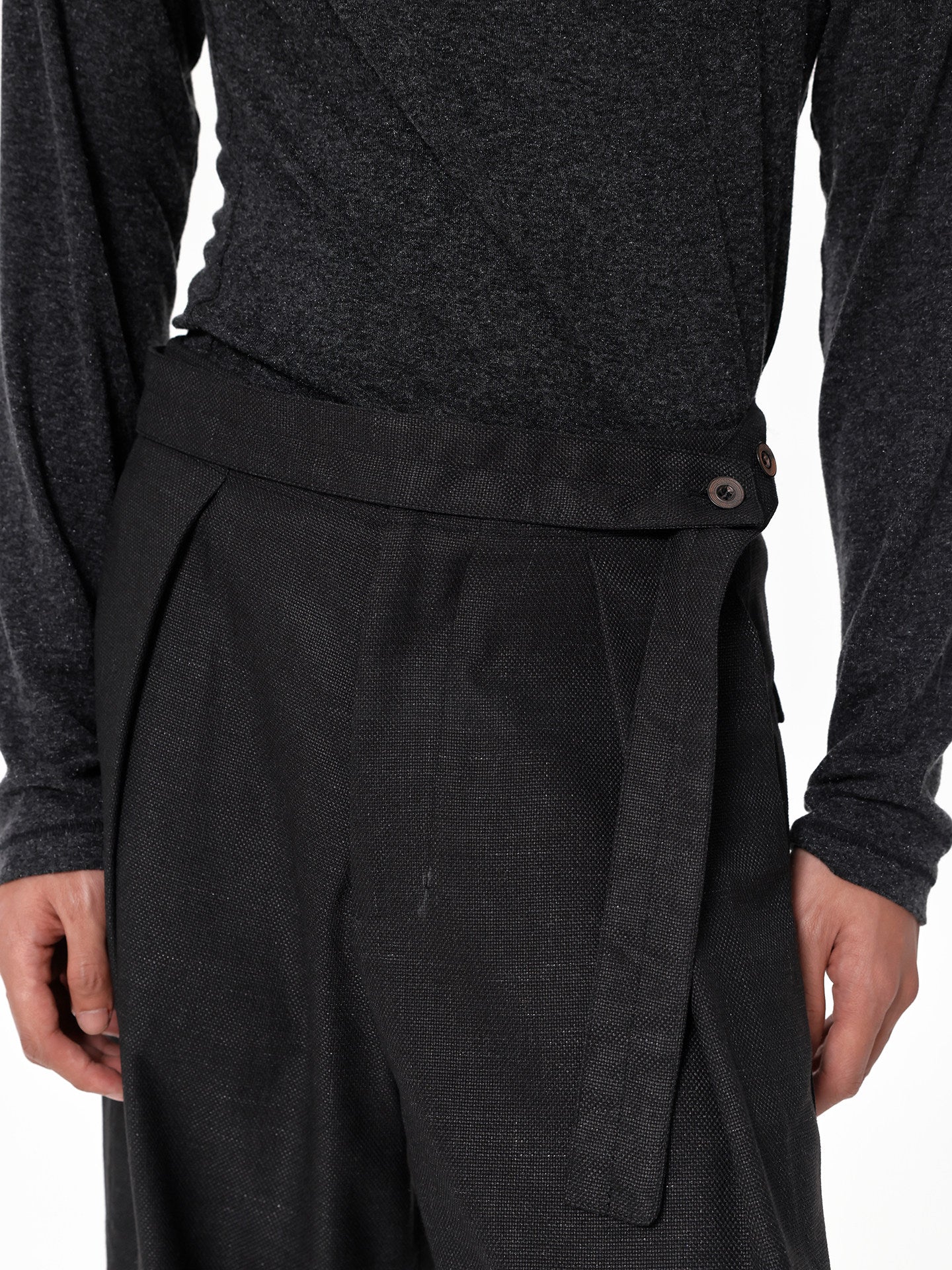 Linen-textured Casual Pants