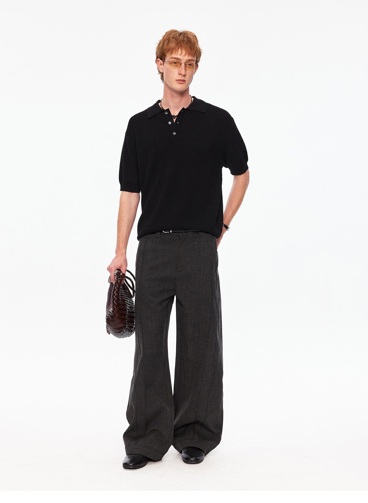 Waffle-Knit Polo Shirt
