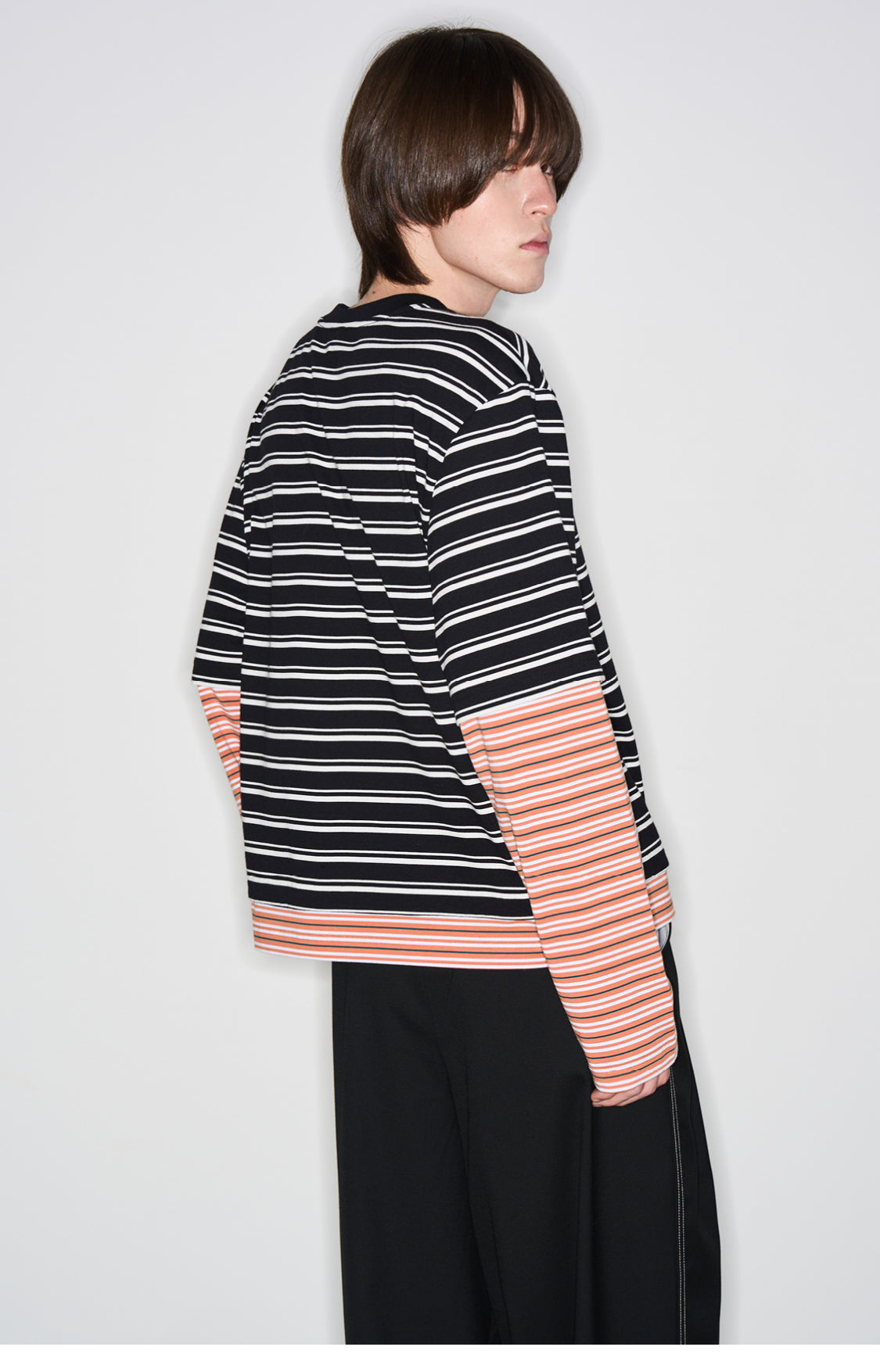 Striped faux two-piece T-shirt