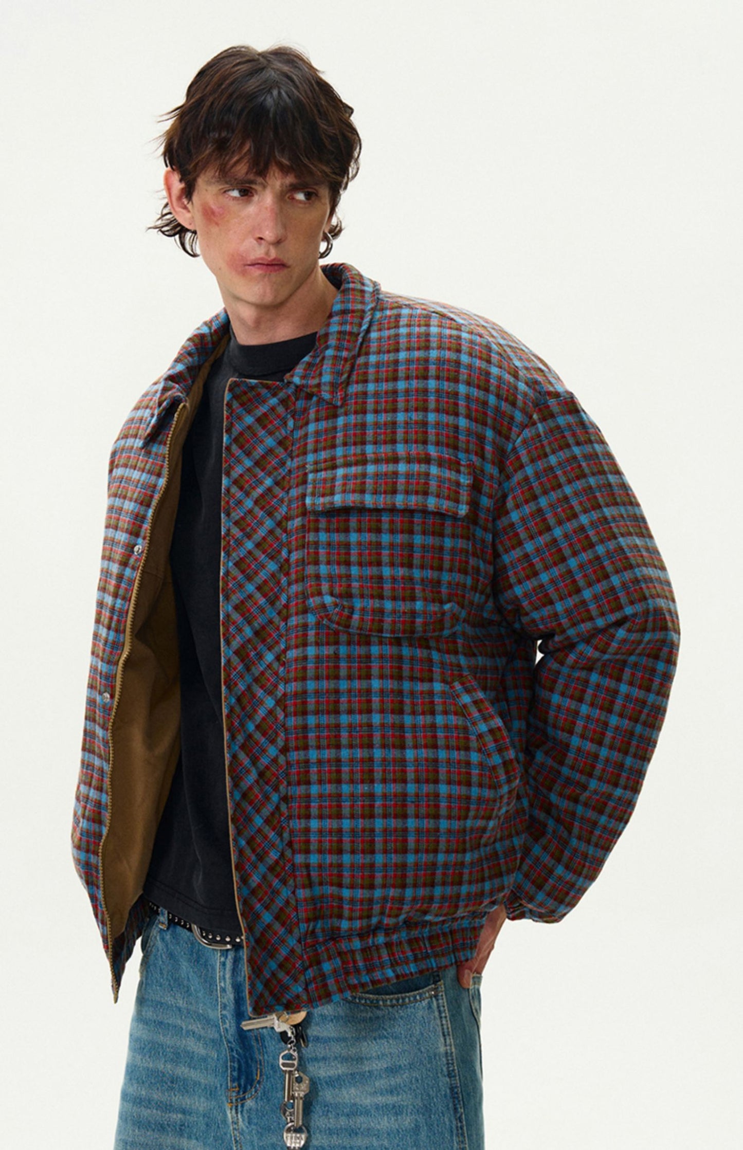 Reversible vintage plaid jacket