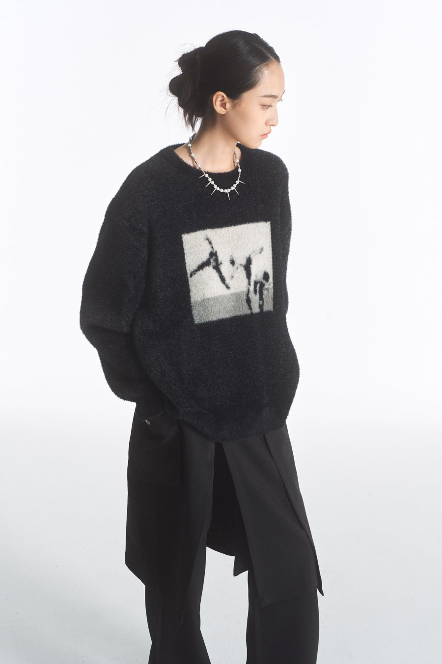 Imitation Mink Pullover Round Neck Sweater