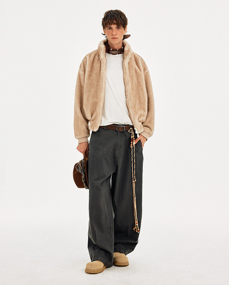 Faux Fur Stand Collar Jacket