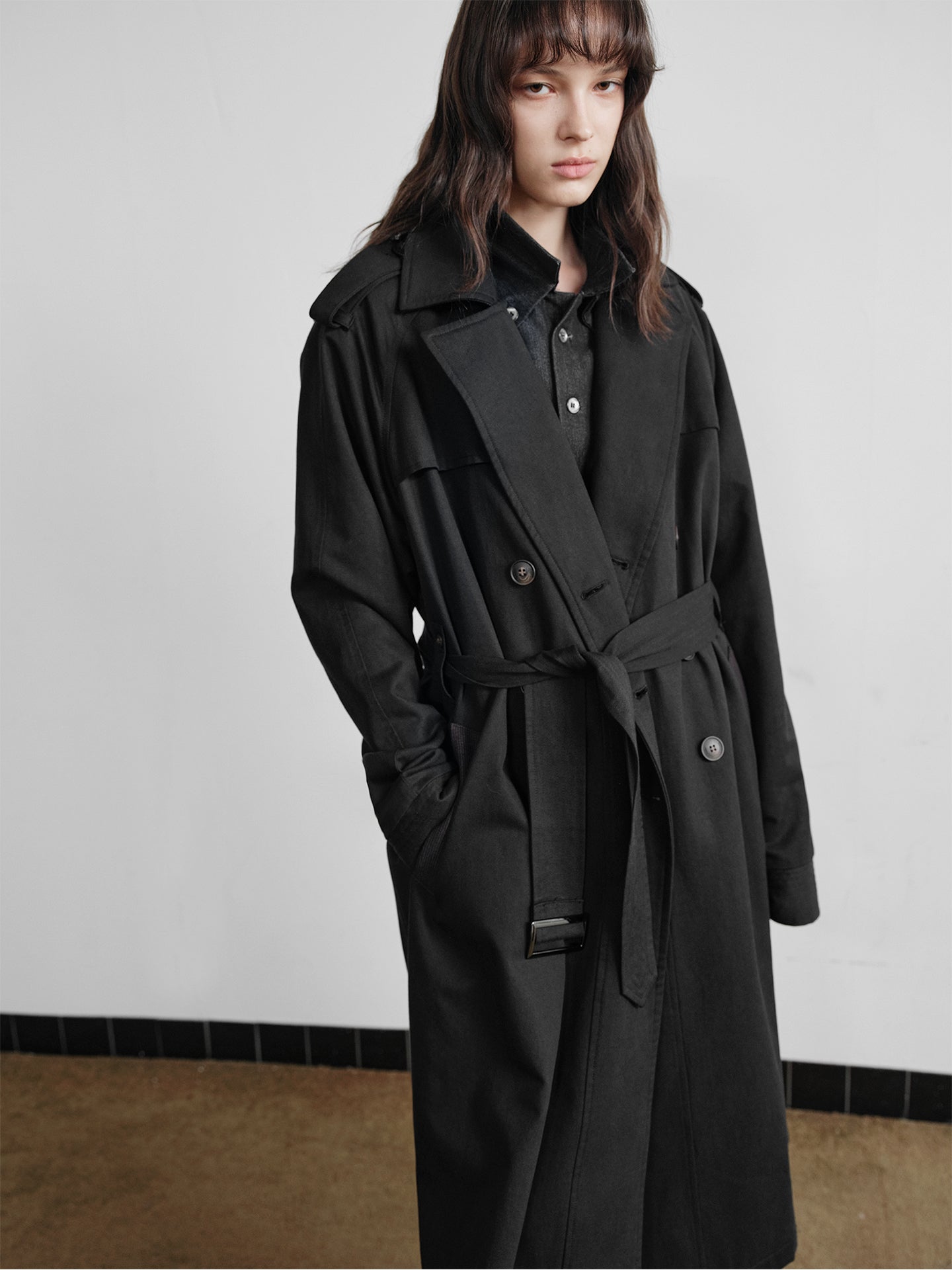 Double-breasted trench coat