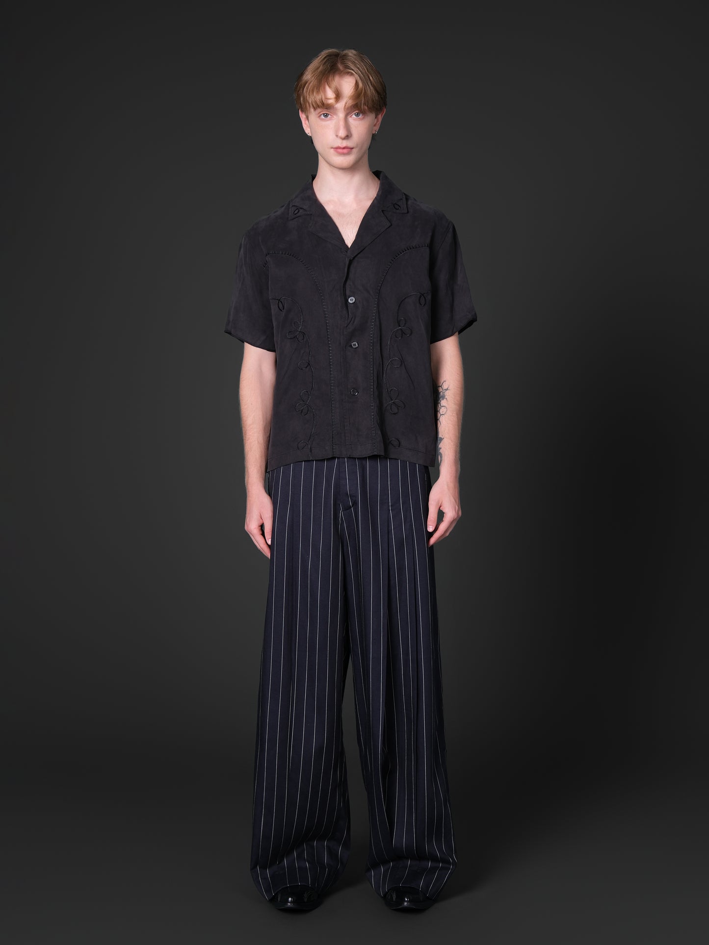 Striped casual wide leg pants