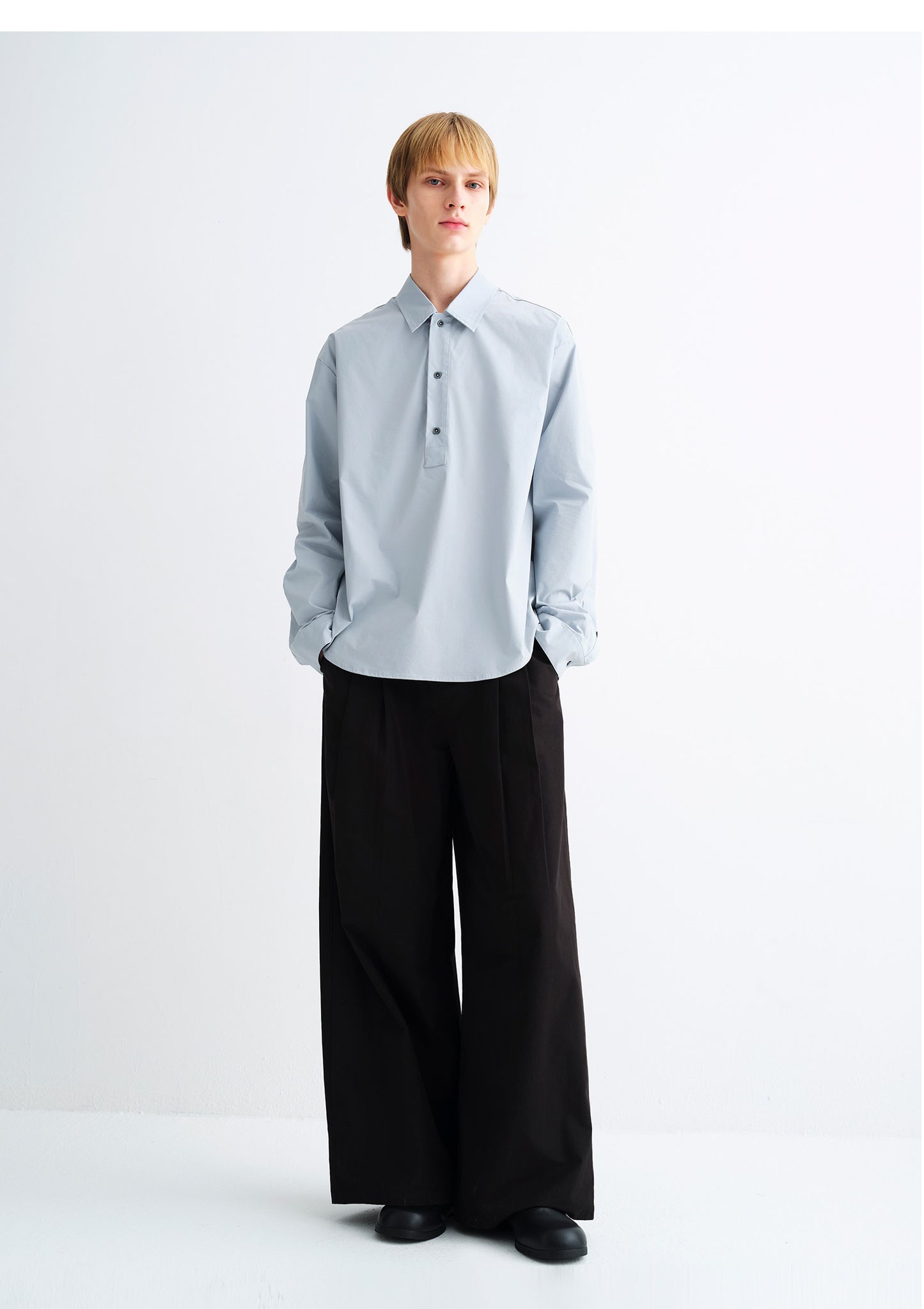 Solid-Color Cotton-Blend Shirt